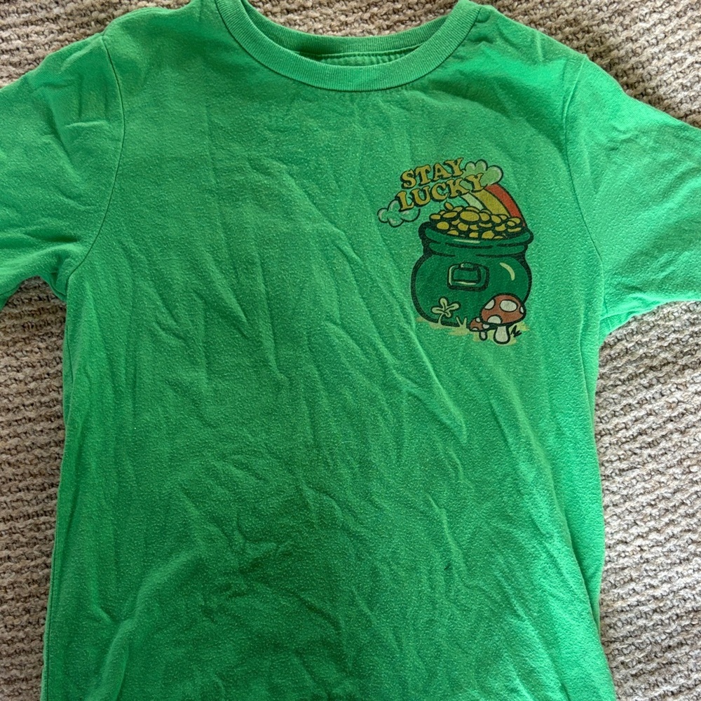 Green Kids Shirt with Stay Lucky Design